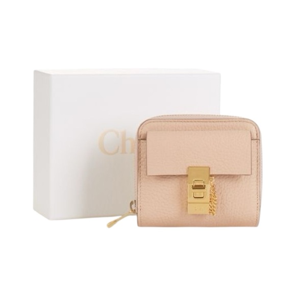 Chloé Drew Mini Tri-Fold Wallet | Blush Nude + Gold Hardware | Full Set - Picture 1 of 12
